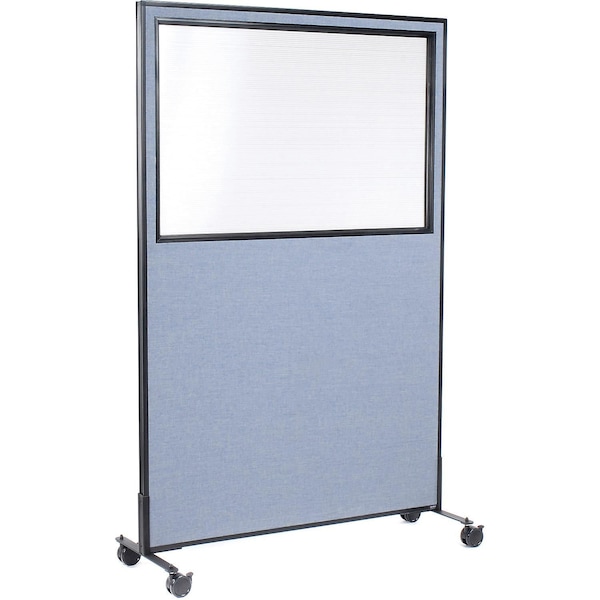 Global Industrial 48-1/4W x 99H Mobile Office Partition Panel with Partial Window, Blue 695789MWBL - main